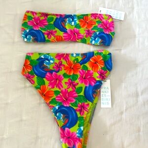 Frankie's bikinis neon surfer bikini set. Anne bottom jeans top size small